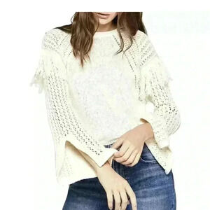 BCBGeneration Fringe Flare Slit Sleeve Sweater